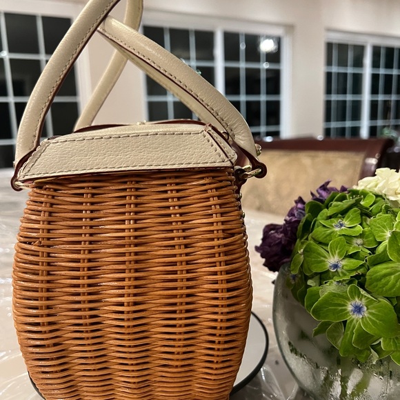 Vintage Kate Spade New York Wicker Basket Bag – Early 2000s Floral Lined - Picture 9 of 11